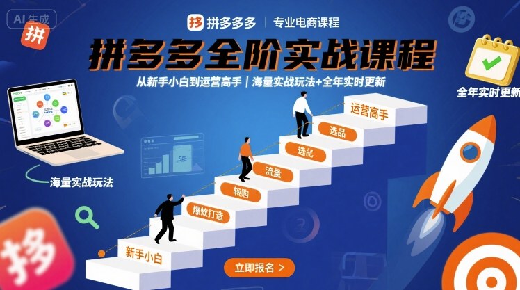 拼多多全阶实战课程,从新手小白到运营高手,海量实战玩法+全年实时更新【2025年10月更新】-智库云网创