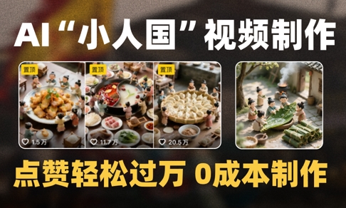 爆款1000W+播放微缩景观迷你小人国AI视频0成本制作全流程教学-智库云网创