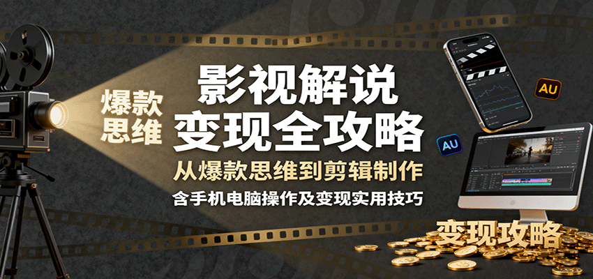 影视解说变现全攻略:从爆款思维到剪辑制作,含手机电脑操作及变现实用技巧-智库云网创