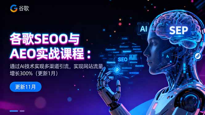 谷歌SEO与AEO实战课程:通过AI技术实现多渠道引流,实现网站流量增长300%-智库云网创