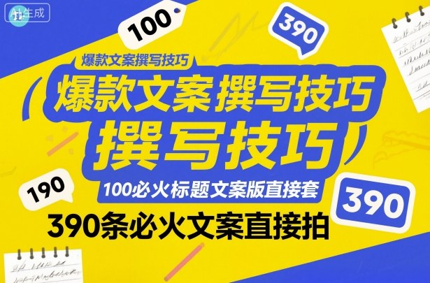 爆款文案撰写技巧,100个必火标题文案模版直接套,390条必火文案直接拍-智库云网创