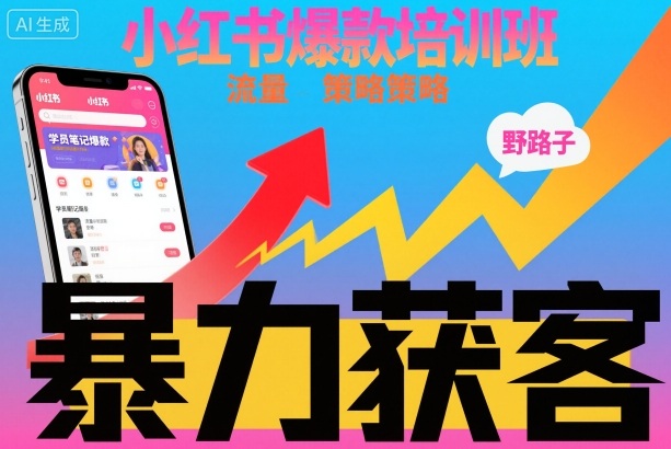 小红书爆款培训班,小红书获客野路子流量打法,暴力持续获客-智库云网创