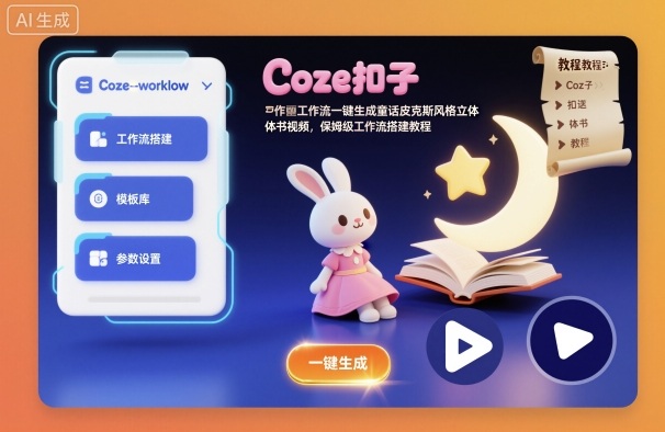 Coze扣子工作流一键生成童话皮克斯风格立体书视频,保姆级工作流搭建教程-智库云网创