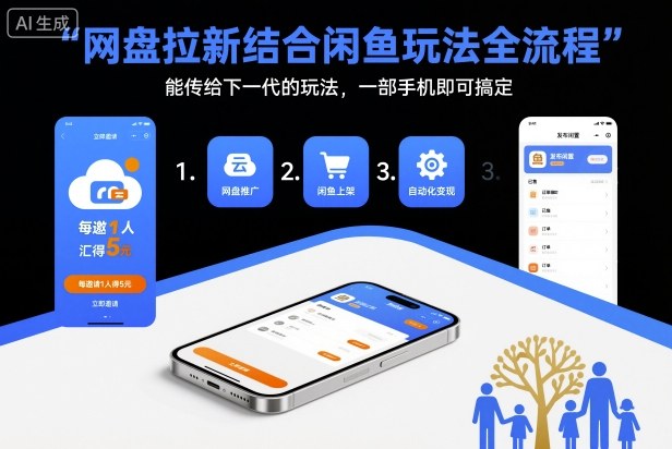 网盘拉新结合闲鱼玩法全流程,能传给下一代的玩法,一部手机即可搞定(附入口渠道以及实操教程)-智库云网创