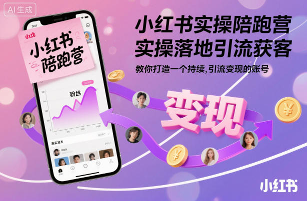 小红书实操陪跑营,实操落地引流获客,教你打造一个持续引流变现的账号-智库云网创