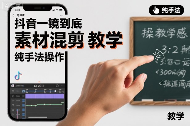 抖音一镜到底素材混剪教学,纯手法操作-智库云网创