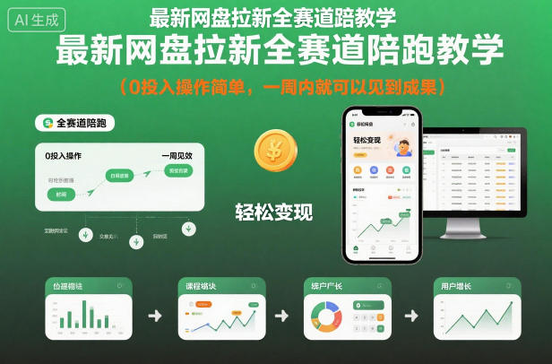 最新网盘拉新全赛道陪跑教学,0投入操作简单,一周内就可以见到成果-智库云网创