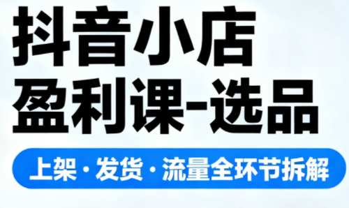 抖音小店盈利课-选品·上架·发货·流量全环节拆解-智库云网创