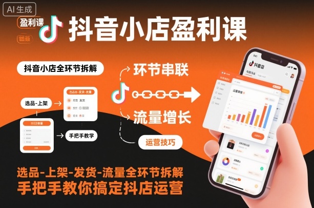 抖音小店盈利课-选品-上架-发货-流量全环节拆解,手把手教你搞定抖店运营-智库云网创