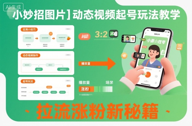 小妙招图片+动态视频起号玩法教学,拉流涨粉新秘籍-智库云网创