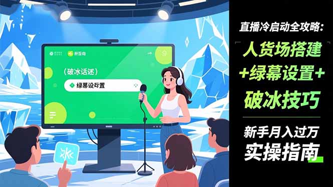 直播冷启动全攻略:人货场搭建+绿幕设置+破冰技巧,新手月入过万实操指南-智库云网创