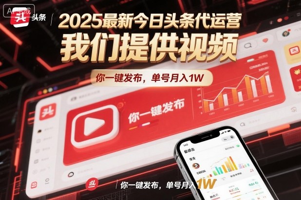 2025最新今日头条代运营,我们提供视频,你一键发布,单号月入1W【揭秘】-智库云网创