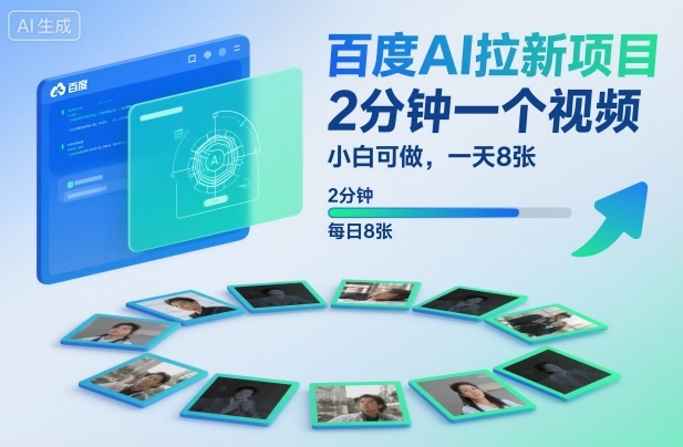 百度AI拉新项目,2分钟一个视频,小白可做,一天8张【附案例+保姆级教程】-智库云网创