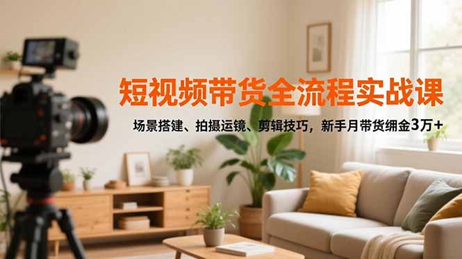 短视频带货全流程实战课,场景搭建、拍摄运镜、剪辑技巧,新手月带货佣金3万+-智库云网创