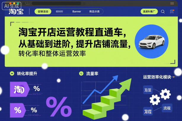 淘宝开店运营教程直通车,从基础到进阶,提升店铺流量,转化率和整体运营效率(更新11月)-智库云网创