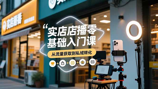 实体店播零基础入门课,实体店+短视频+直播+微信生态+私域社群,从流量获取到私域转化-智库云网创