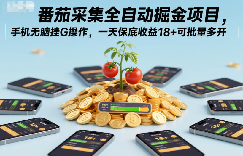 番茄采集全自动掘金项目,手机无脑挂G操作,一天保底收益18+可批量多开【揭秘】-智库云网创