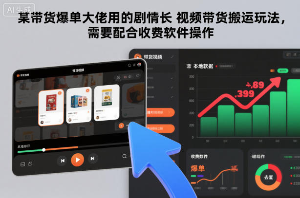 某带货爆单大佬用的剧情长视频带货搬运玩法,需要配合收费软件操作-智库云网创