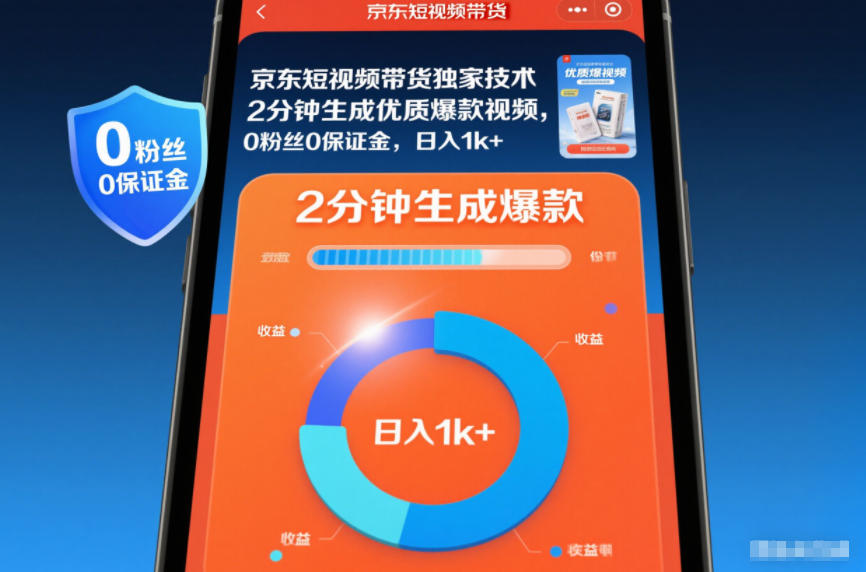 京东短视频带货独家技术,2分钟生成一条优质爆款视频,0粉丝0保证金,日入1k+【揭秘】-智库云网创