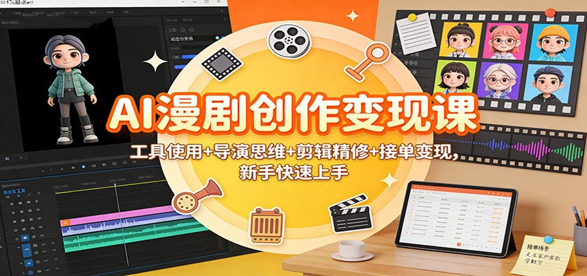 AI漫剧创作变现课:工具使用+导演思维+剪辑精修+接单变现,新手快速上手-智库云网创