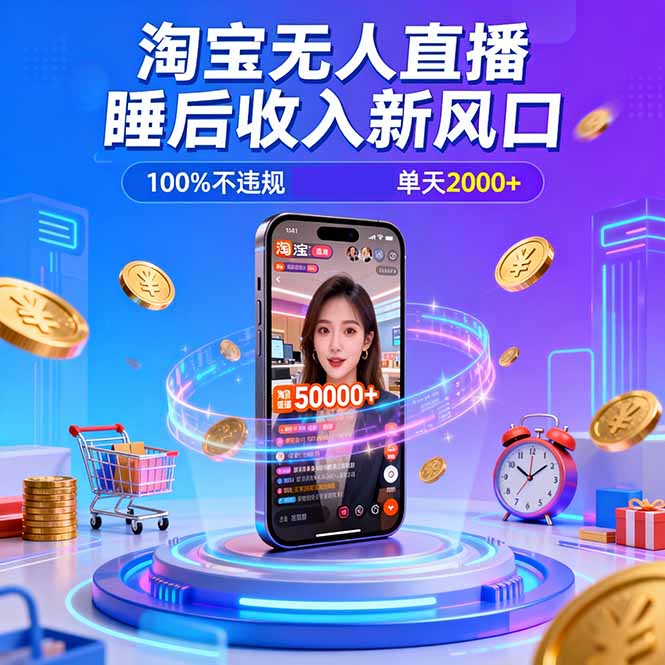 淘宝无人直播,不违规不封号,直播100小时卖了5万,年底旺季!-智库云网创