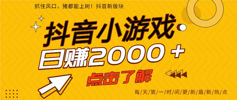 2025年爆火的抖音小游戏项目,一部手机日入2000+-智库云网创