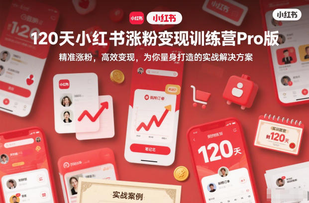 120天小红书涨粉变现训练营Pro版,精准涨粉,高效变现,为你量身打造的实战解决方案-智库云网创