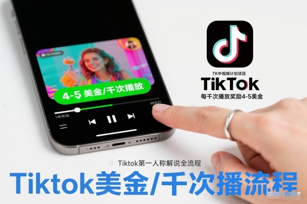 TK中视频计划项目,Tiktok第一人称解说流程,每干次播放奖励4-5美金-智库云网创
