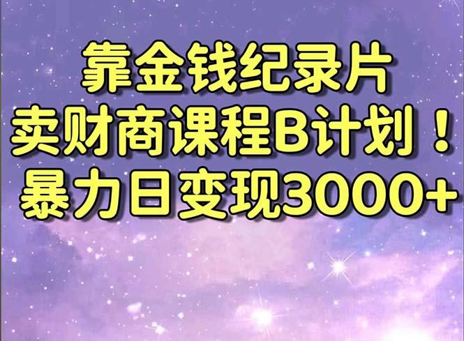 靠金钱纪录片卖财商课程B计划！暴力日变现3000+，喂饭式干货教程！-智库云网创