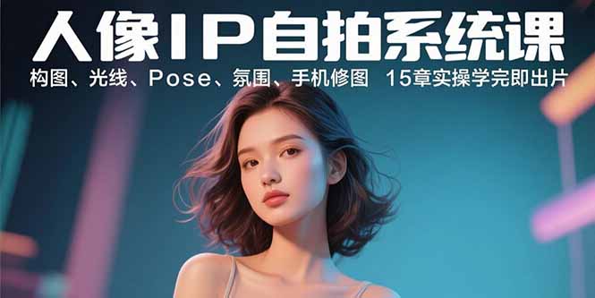 人像IP自拍系统课：构图、光线、Pose、氛围、手机修图 15章实操学完即出片-智库云网创