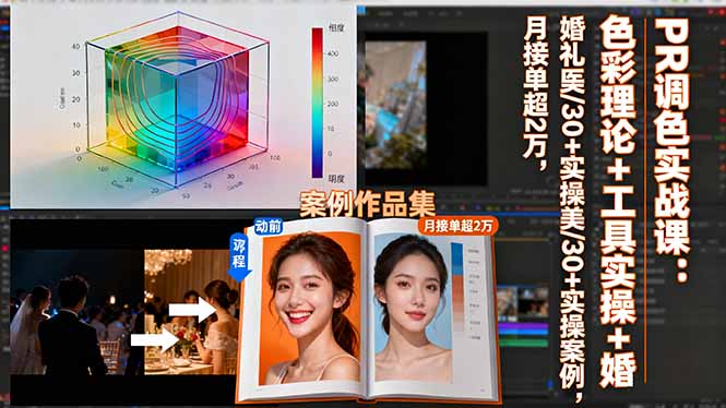 PR调色实战课：色彩理论+工具实操+婚礼医美/30+实操案例，月接单超2万-智库云网创