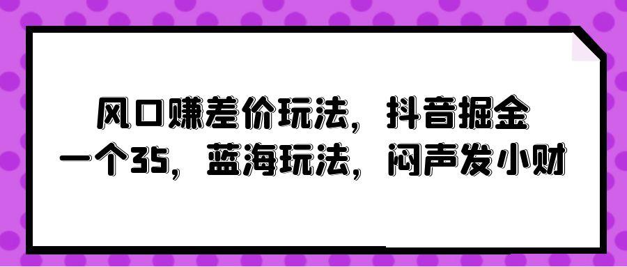 (10022期)风口赚差价玩法，抖音掘金，一个35，蓝海玩法，闷声发小财-智库云网创