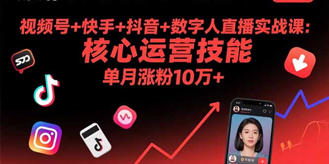 视频号+快手+抖音+数字人直播实战课(9月-智库云网创