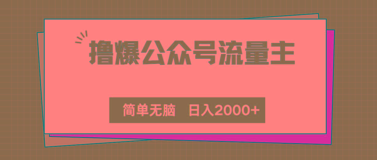 撸爆公众号流量主，简单无脑，单日变现2000+-智库云网创
