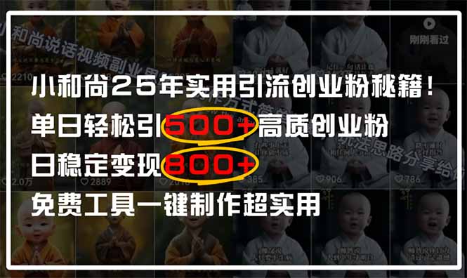 小和尚2025年实用引流秘籍！单日轻松引500+高质量创业粉，日变现800+，…-智库云网创