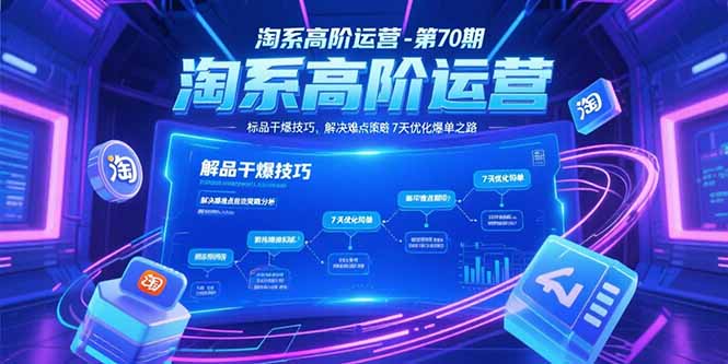 淘系高阶运营-第70期，标品干爆技巧，解决难点策略，大佬操盘方法-智库云网创