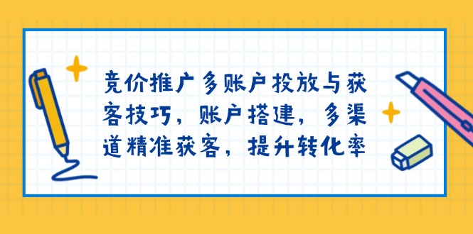 竞价推广多账户投放与获客技巧，账户搭建，多渠道精准获客，提升转化率-智库云网创