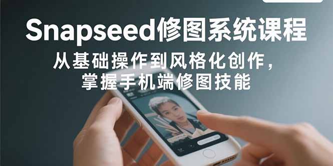 Snapseed修图系统课程：从基础操作到风格化创作，掌握手机端修图技能-智库云网创