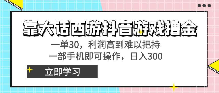 靠大话西游抖音游戏撸金，一单30，利润高到难以把持，一部手机即可操作...-智库云网创