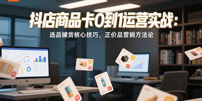 抖店商品卡0到1运营实战：选品铺货核心技巧，正价品营销方法论-智库云网创