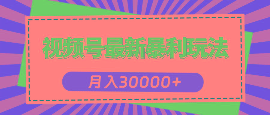 视频号最新暴利玩法，轻松月入30000+-智库云网创
