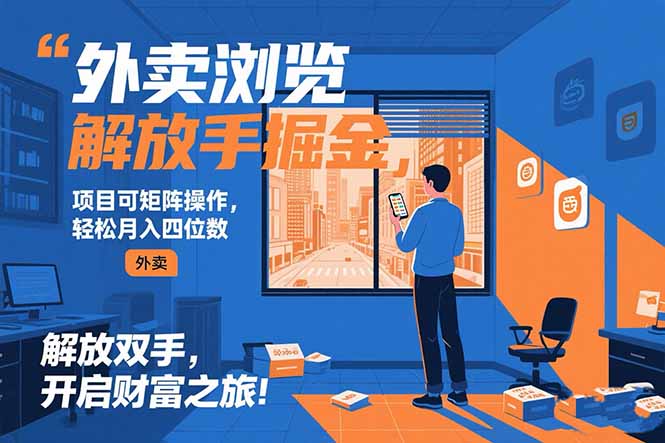 外卖浏览掘金项目 可矩阵操作 轻松日入500+-智库云网创