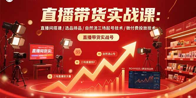直播带货实战课：直播间搭建/选品排品/自然流三场起号技术/微付费投放技术-智库云网创