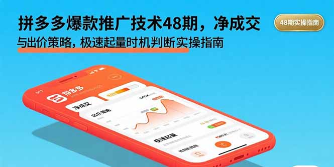 拼多多爆款推广技术48期，净成交与出价策略，极速起量时机判断实操指南-智库云网创