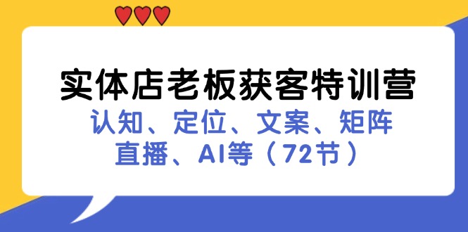 实体店老板获客特训营：认知、定位、文案、矩阵、直播、AI等(72节-智库云网创