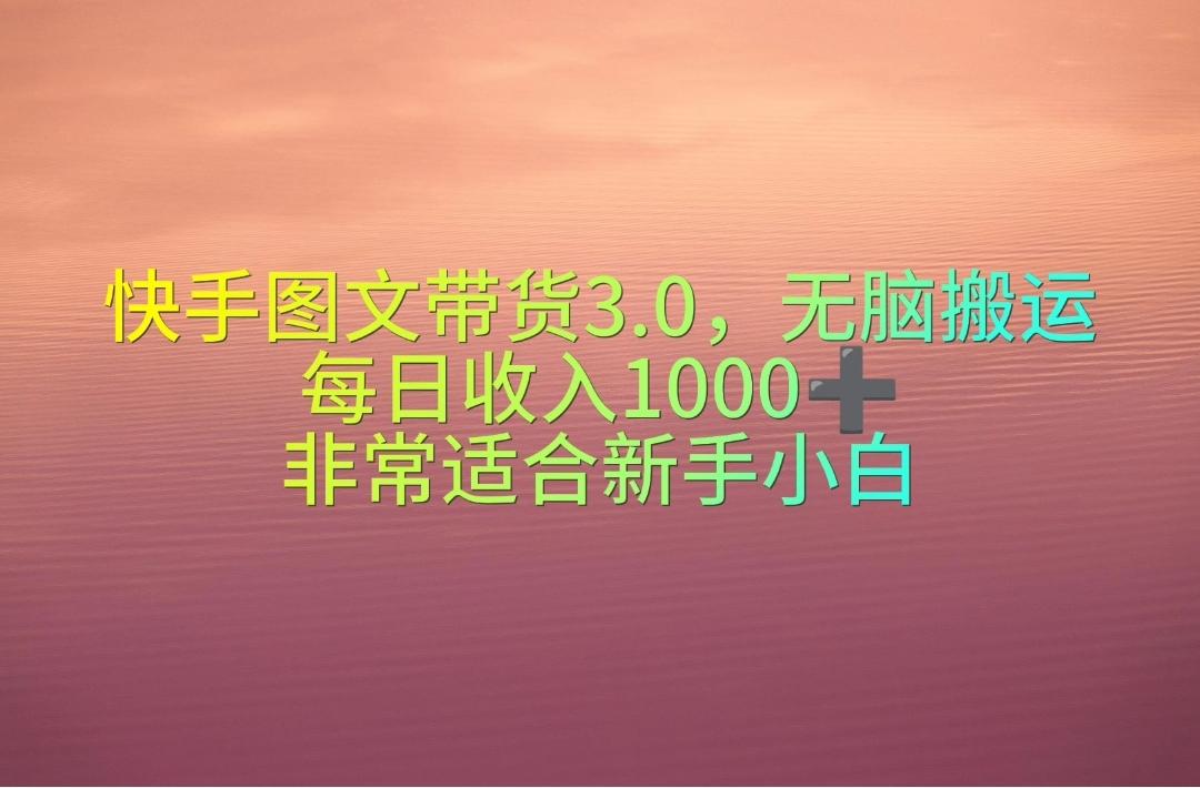 快手图文带货3.0，无脑搬运，每日收入1000＋，非常适合新手小白-智库云网创