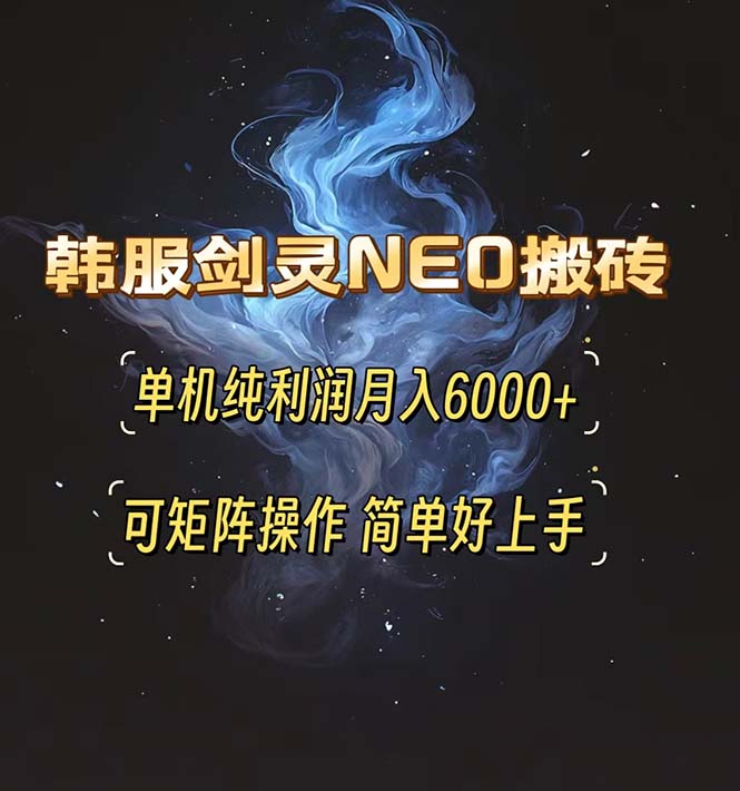 韩服剑灵NEO搬砖攻略，单机纯利润月入6000+ 可矩阵操作，简单好上手。-智库云网创