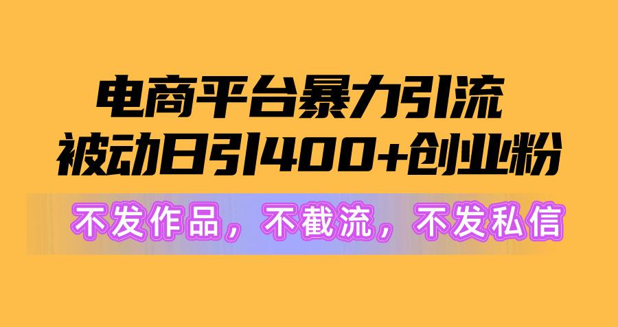 电商平台暴力引流,被动日引400+创业粉不发作品，不截流，不发私信-智库云网创