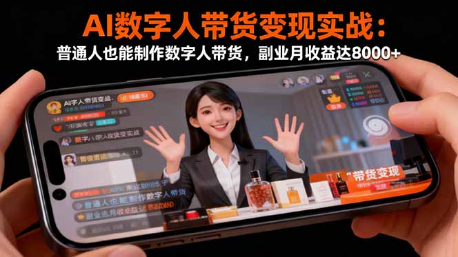 AI数字人带货变现实战：普通人也能制作数字人带货，副业月收益达8000+-智库云网创