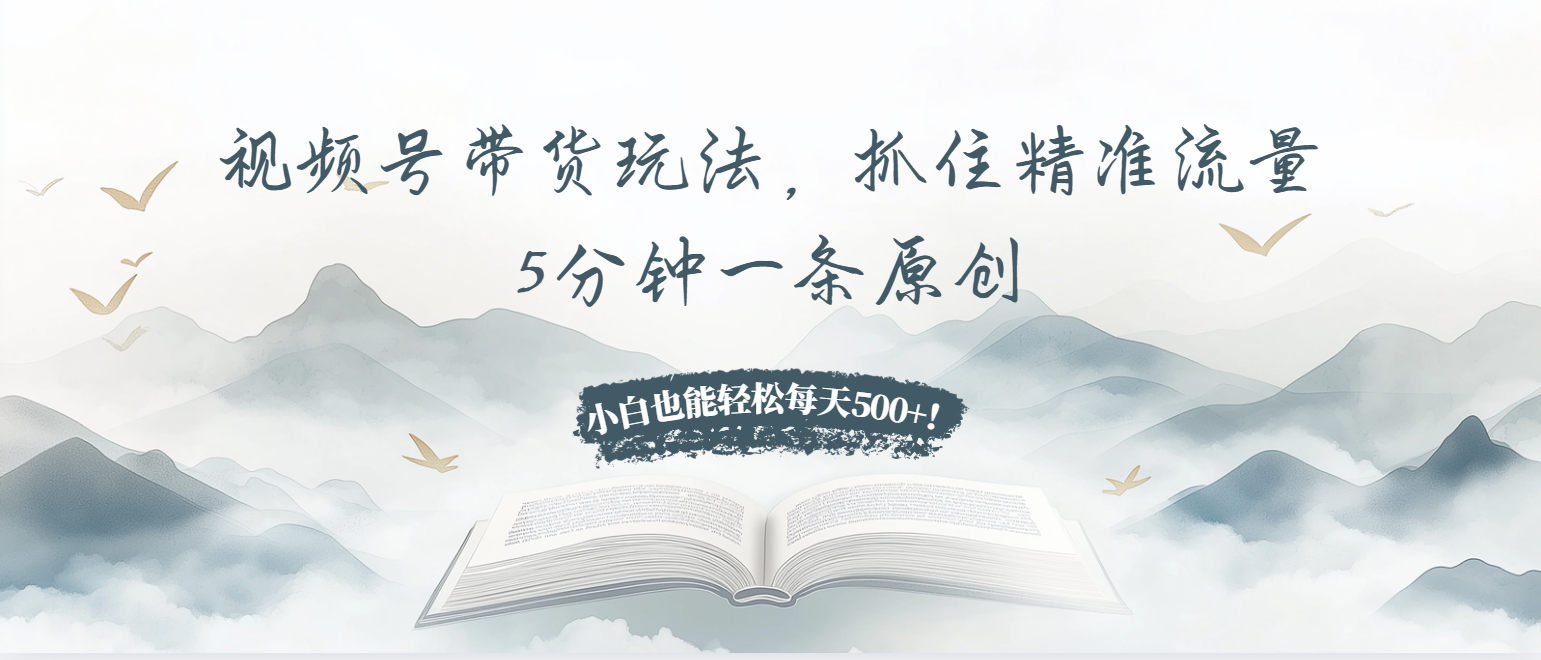 视频号带货玩法，抓住精准流量，5分钟一条原创，小白也能轻松每天500+！-智库云网创